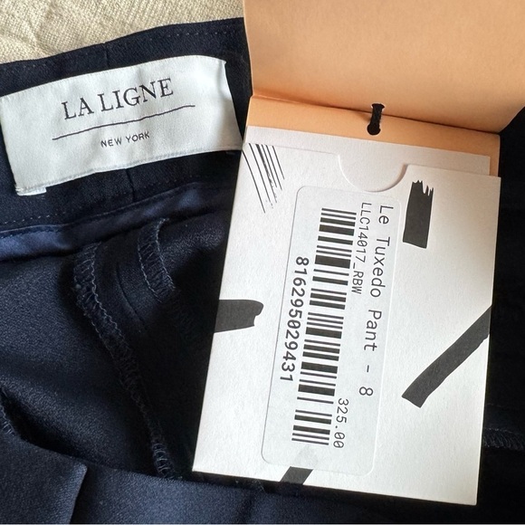 La Ligne Le Tuxedo Pant Navy Blue Rainbow Flare Classic Sporty Casual 8 NWT - Picture 12 of 13